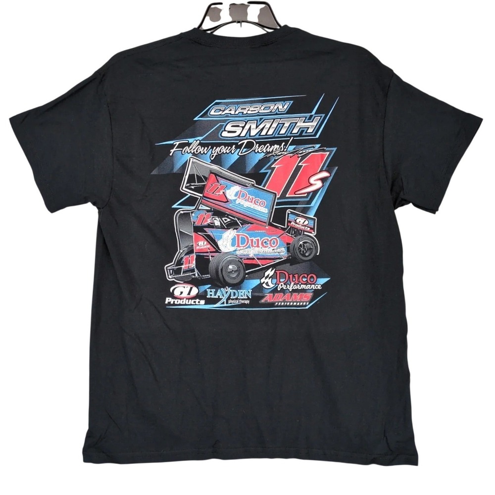 Carson Smith 11S Micro Sprint Car Racing Black T-Shirt Mens L 2-Sided Duco Fan